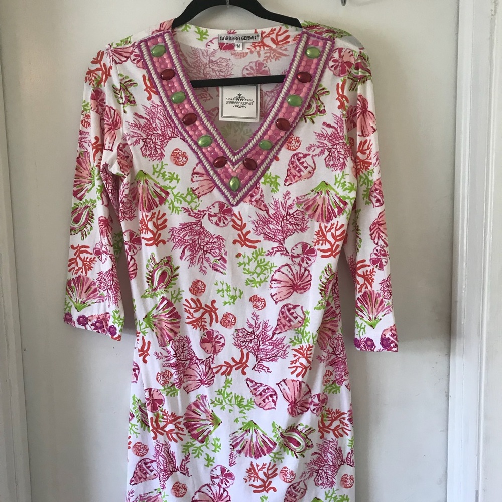 Pink & Green embellished dress